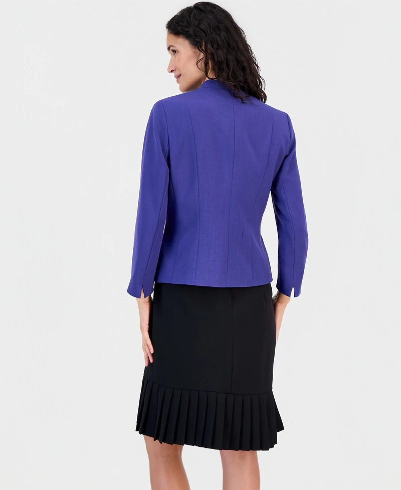 Kasper Women's 3/4-Sleeve Open-Front Collarless Cardigan Blazer