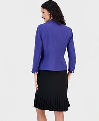 Kasper Women's 3/4-Sleeve Open-Front Collarless Cardigan Blazer