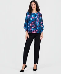 Kasper Women's Crewneck Ruffle-Sleeve Blouse