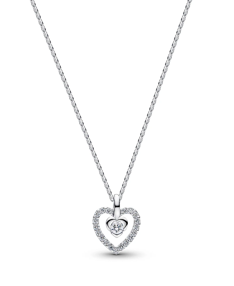 Pandora Talisman Sterling Silver Lab-Grown Diamond Heart Pendant Necklace