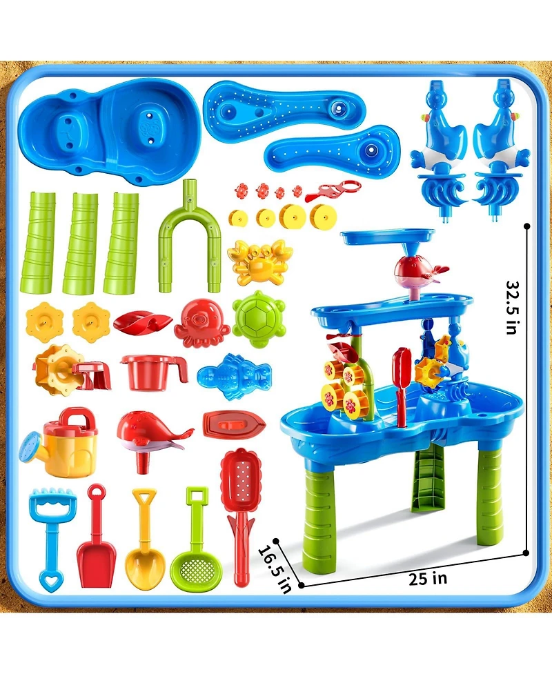 Gnuadz 3-Tier Sand Water Table Kids Sensory Play Toys