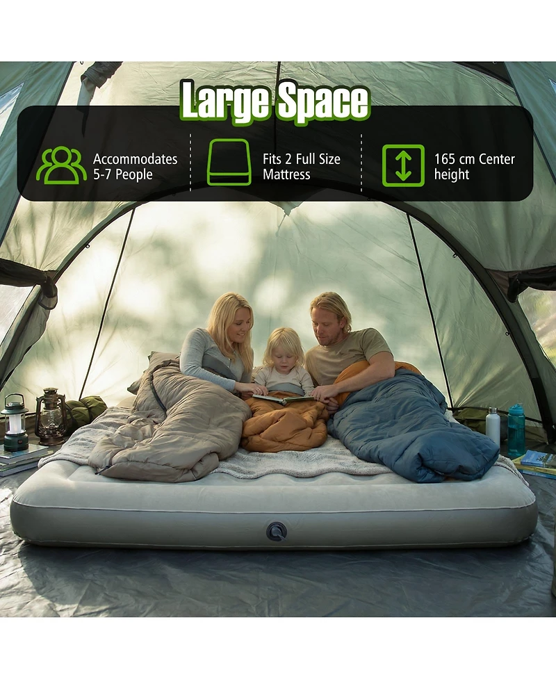 Costway Inflatable Camping Tent with Screened Porch, Mesh and Transparent Windows, Door