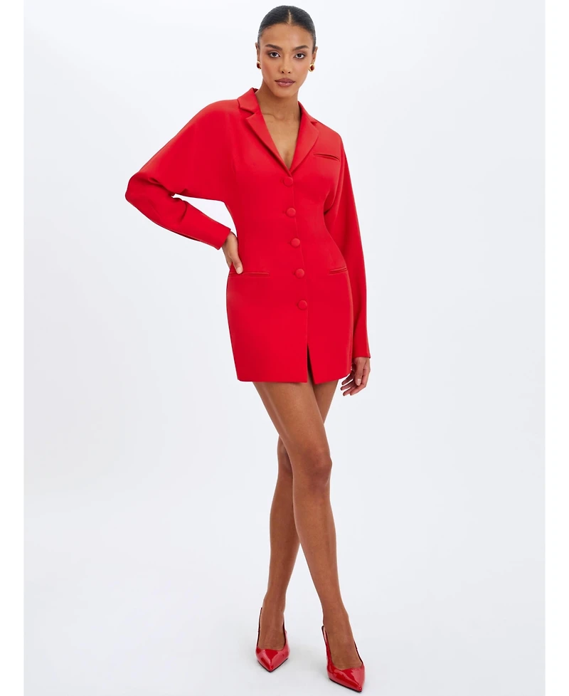 Miss Circle Women's Blythe Cherry Red Batwing Blazer Mini Dress