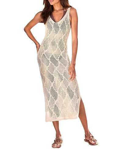 Lascana Women's Crochet Midi Dress Cover up Beach