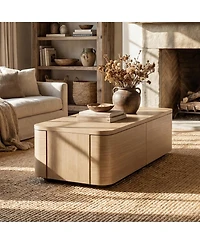 Homsee Wooden 4-Drawer Coffee Table - 55.1"x23.6"x17.3" Modern Storage Center Living Room Organizer Low Profile Accent Table