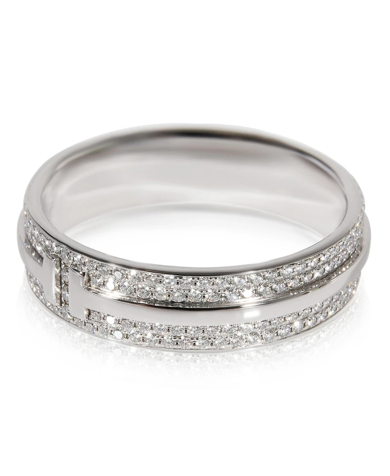 Pre-Owned Tiffany & Co Tiffany T Wide Diamond Ring in 18k White Gold 0.57 Ctw