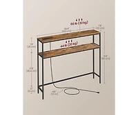 Slickblue 2-Tier Sofa Table with Built-In Power Outlet and Storage Shelves