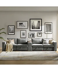 Hulala Home Buelow 148" Modern Storage Sectional Sofa With Charging Station And Middle Storage Compartment