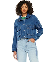 KanCan Women's Jailene Denim Windbreaker Jacket