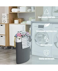 Ecooso Bamboo Laundry Hamper Basket with Lid and Removable Liner Bag