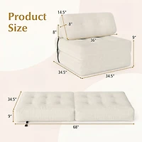 Costway Folding Sofa Bed, Convertible Sleeper Chair with Pillow Back Support Corduroy Cover