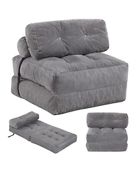 Costway Folding Sofa Bed, Convertible Sleeper Chair with Pillow Back Support Corduroy Cover