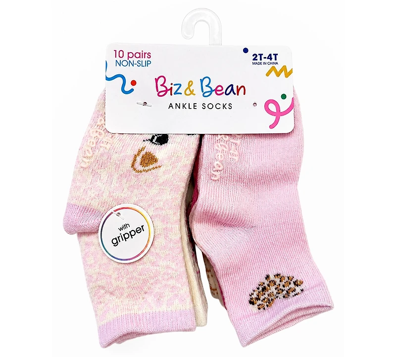 Rainbow Sugar Biz & Bean Toddler Boys' and Girls' 2T-4T Grippers Socks, 10-Pack