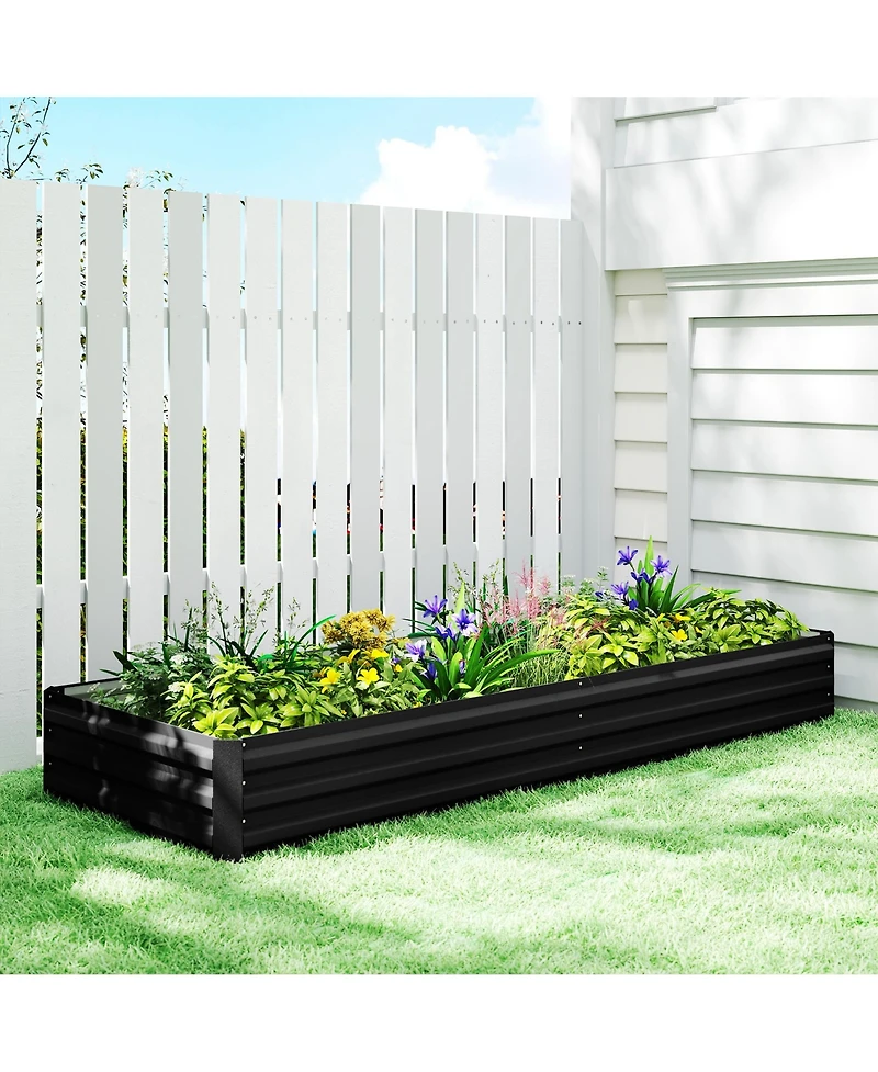 Outsunny Galvanized Raised Garden Bed Metal Planter Box Easy Quick Setup
