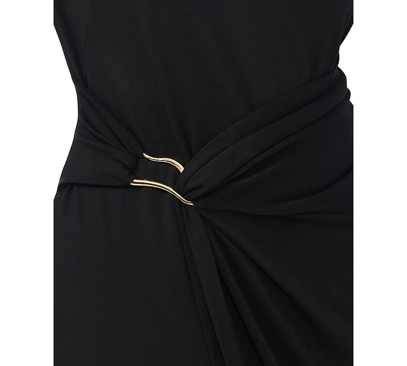 Msk Plus Boat Neck Short-Sleeve Midi Dress