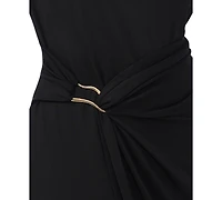 Msk Plus Boat Neck Short-Sleeve Midi Dress