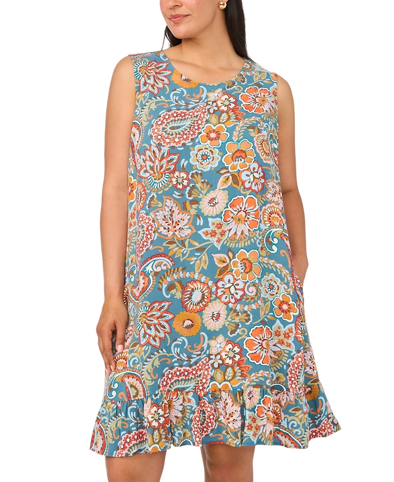 Msk Plus Crewneck Sleeveless Shift Dress