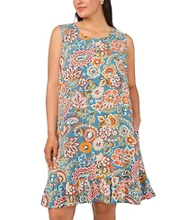 Msk Plus Crewneck Sleeveless Shift Dress