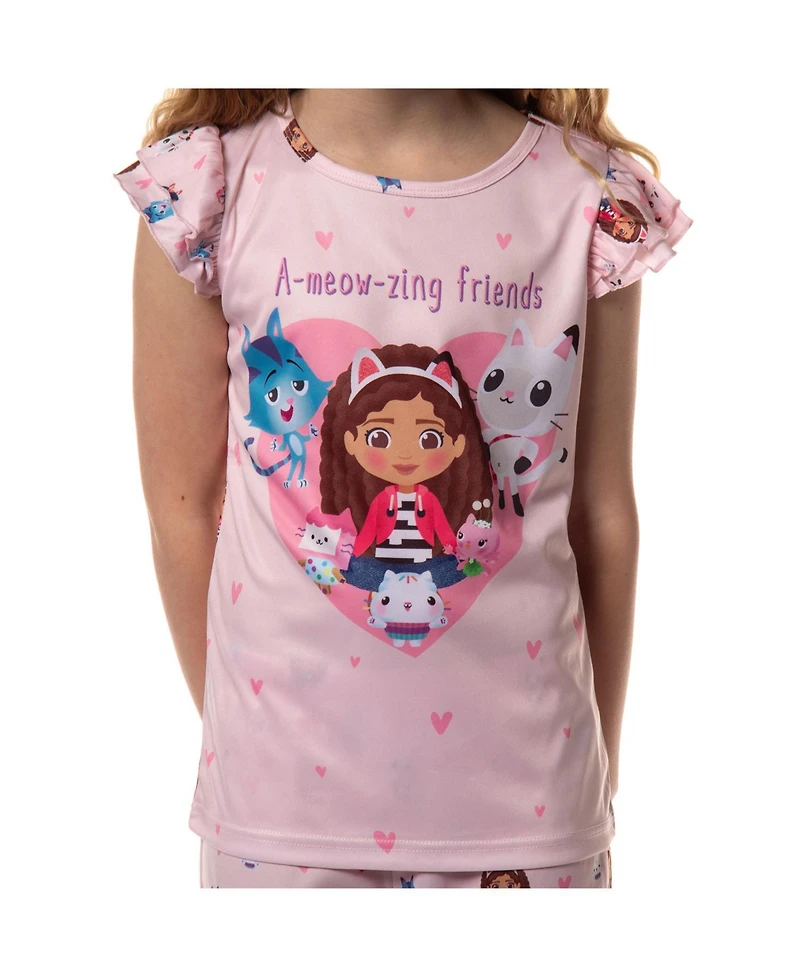 Gabby's Dollhouse Girls' A-Meow-Zing Friends 2-Piece Pajama Kids Sleep Set
