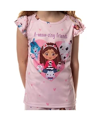 Gabby's Dollhouse Girls' A-Meow-Zing Friends 2-Piece Pajama Kids Sleep Set