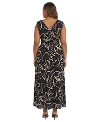 London Times Plus Smocked Waist Printed Dress