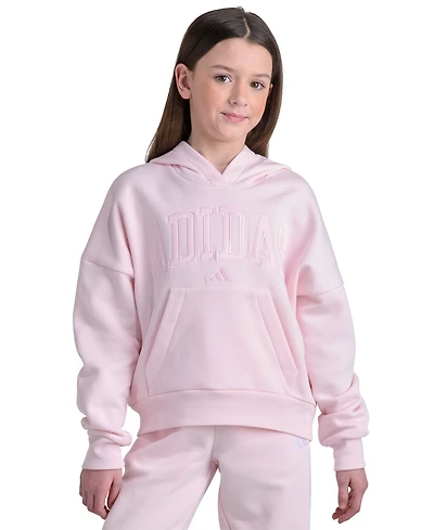 adidas Big Girls' 7-16 Long-Sleeve Graphic Fleece Hooded Pullover Sweatshirt