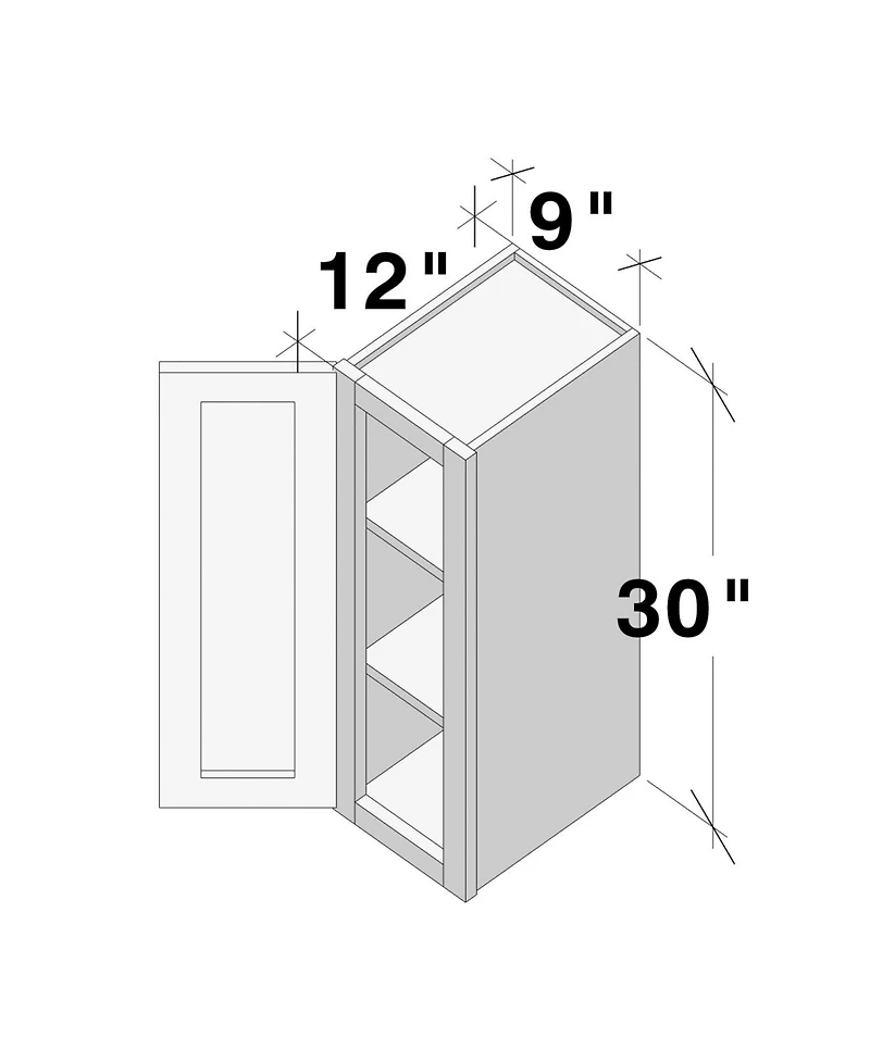 Boyel Living Standard Wall Cabinet (1 Door 2 Shelves), Kitchen Cabinet with Solid Wood Frame, Soft-Close Hinge