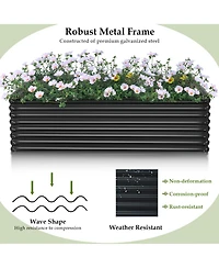 Costway 2 Pieces Galvanized Raised Garden Bed Outdoor Planter Box Firewood Rack Log Holder