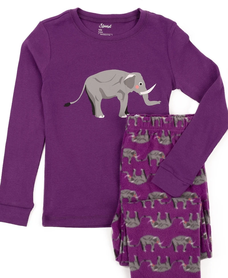 Leveret Toddler Girls Matching Family Two-Piece Pajamas - Cotton Top and Fleece Pants Cute Playful Prints