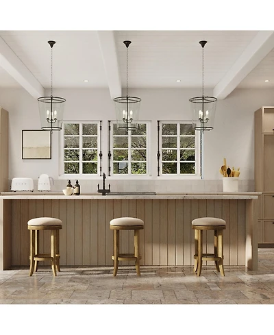 Clihome 1Piece Counter Height Swivel Bar Stool Backless Wooden