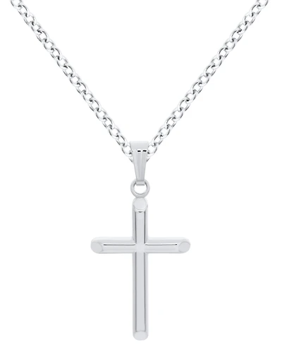 Macy's Kids' Domed Cross Pendant Necklace in Sterling Silver