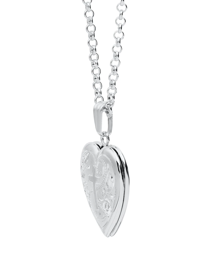 Macy's Heart Locket Cross Pendant Necklace in Sterling Silver