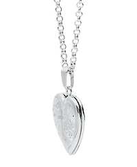Macy's Heart Locket Cross Pendant Necklace in Sterling Silver