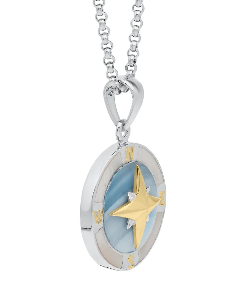 Macy's Blue Pearl Compass Pendant Necklace in Sterling Silver