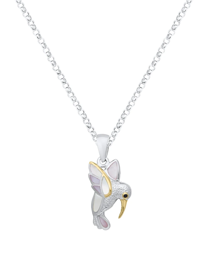 Macy's Imitation Pearl Hummingbird Pendant Necklace in Sterling Silver