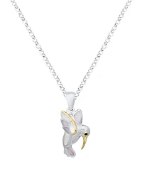 Macy's Imitation Pearl Hummingbird Pendant Necklace in Sterling Silver