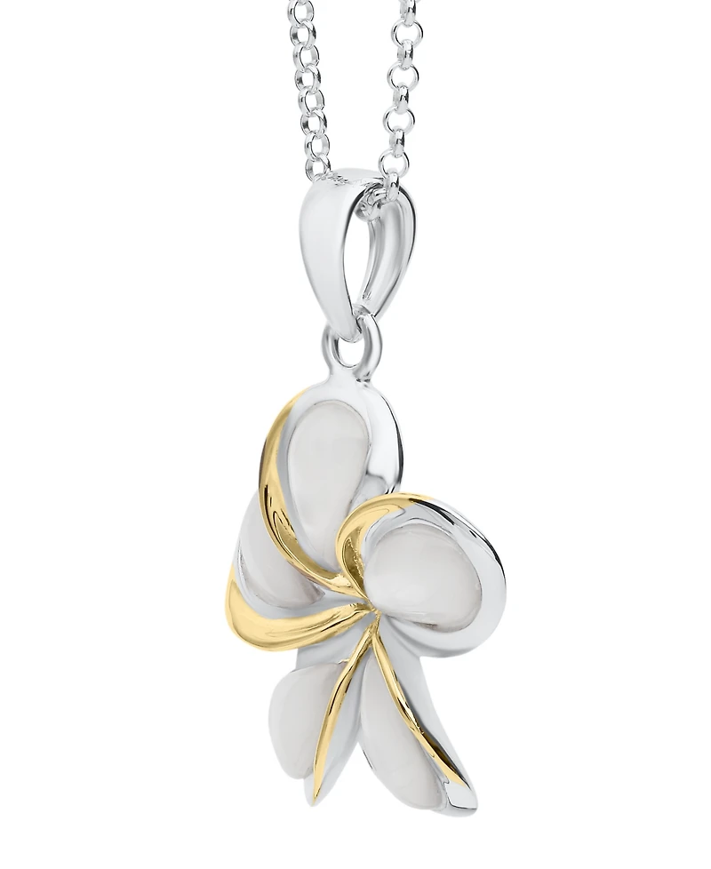 Macy's White Pearl Plumeria Pendant Necklace in Sterling Silver