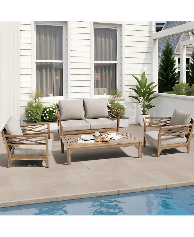 Pellebant 24.4 x 27.6 x 4.5 Outdoor Indoor Patio Premium Fabric Seat Cushions Set (Seat and Back)