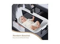 Kinder King Baby 4-in-1 Portable Playard with Bassinet, Changing Table and Canopy