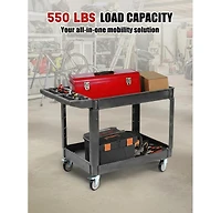 gaomon 2 Tier Metal Utility Cart 40 x 17 x 33 5 inch, 330 Lb Steel Rolling Tool Cart with Wheels for Garage Workshop