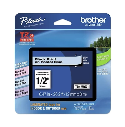 Brother P-Touch TzEMQ531 0.47 Inch x 26.2 Foot TZ Standard Adhesive Laminated Labeling Tape