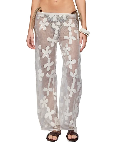 Edikted Women's Candace Floral Texured Sheer Pants