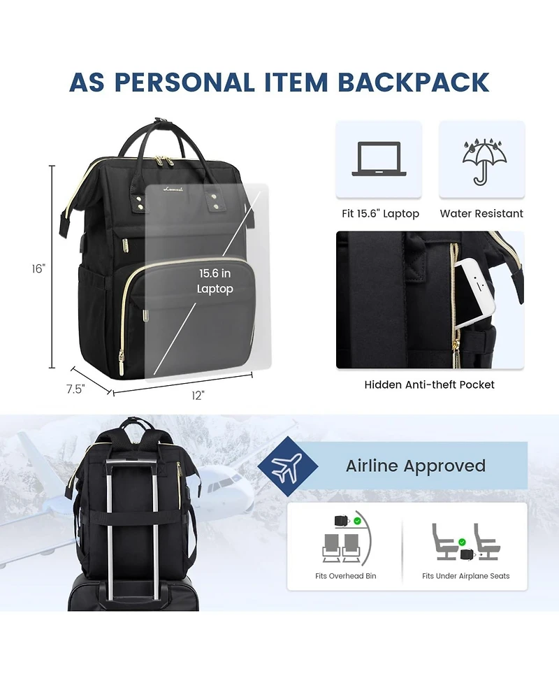 Lovevook Laptop Backpack Women, 15.6 Inch Work Backpack Woman for Teacher Nurse Bags, Computer College Backpack Purse