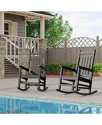 gaomon Oversized Hdpe Outdoor Rocking Chair, All Weather Poly Plastic High Back Porch Rocker