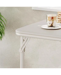 gaomon 33.6" Square Folding Table With Pu Soft Cushion Top, Portable Heavy-Duty Metal Frame