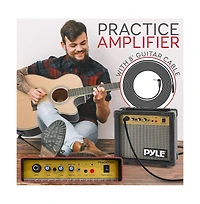 Pyle Electric Acoustic Guitar Kit - 6-String Guitar with Amplifier, Digital Tuner, and Accessories, Natural Finish