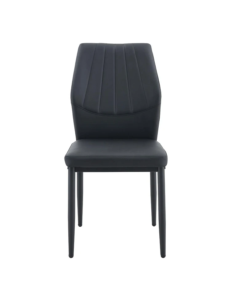 Streamdale Furniture Set of 3 Black Ergonomic Pu Dining Chairs