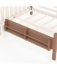 Streamdale Furniture Solid Wood Floor Bed with Storage Bookcases and Stairs