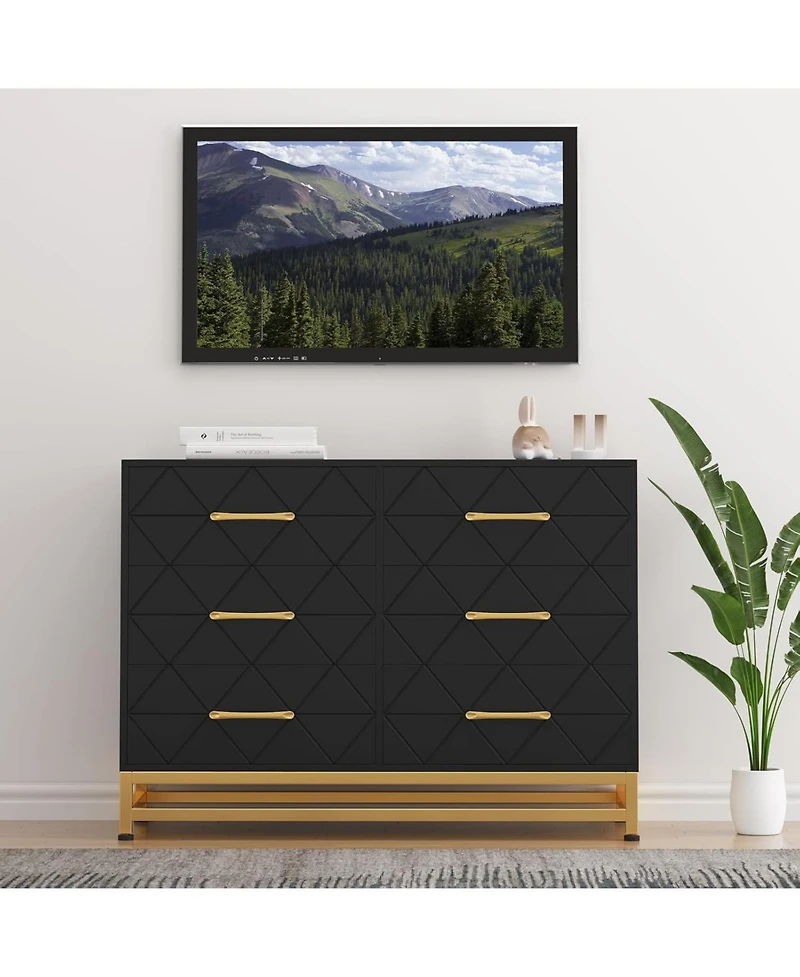 gaomon 6-Drawer Tall Dresser, Soft-Close Glides, 28.7" H, Anti-Tip