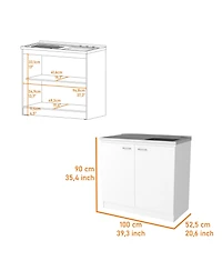 Fm Furniture Napoles Utility Sink with Built-In Storage and Work Surface, Ideal for Food Prep, Organization, Extra Counter Space